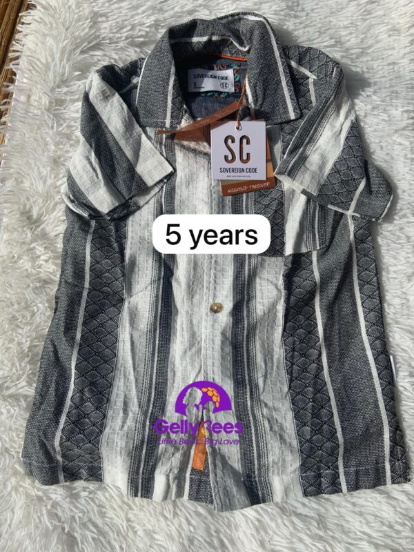 Off-White and Charcoal Boys' Shirt - 5 Years