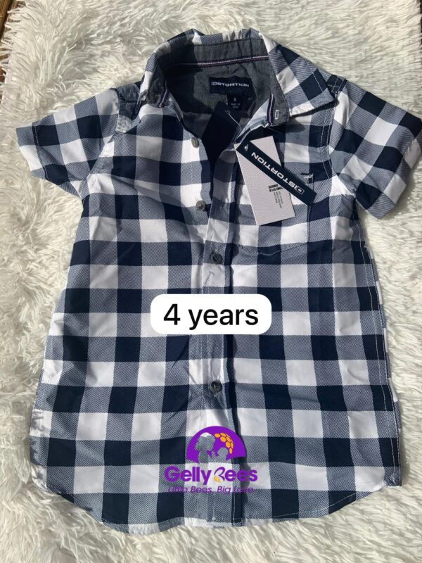 Navy & White Printed Boys' Shirt – 4 Years