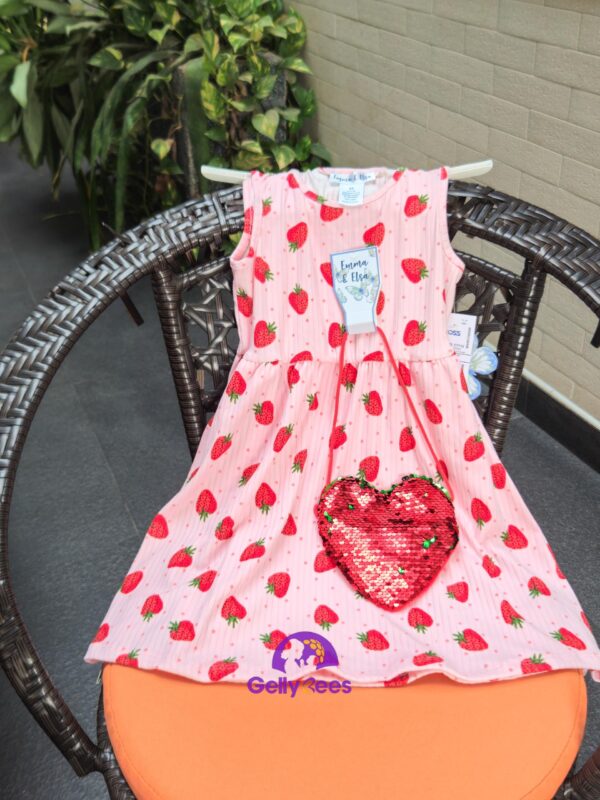 Emma & Elsa Strawberry Print Baby Girl Dress - 6 years