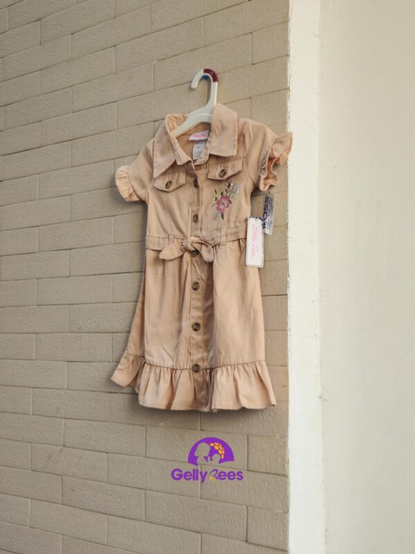 Tan Twill Baby Girl Dress - 2 Years