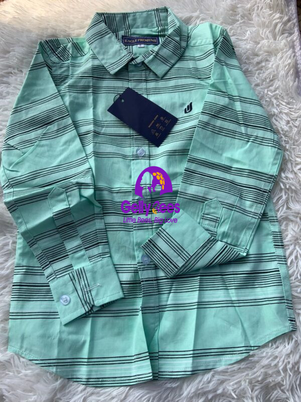 Stripped Green Long Sleeve Shirt - 6 Years