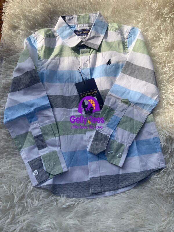 Stripped Blue Long Sleeve Shirt - 4 Years